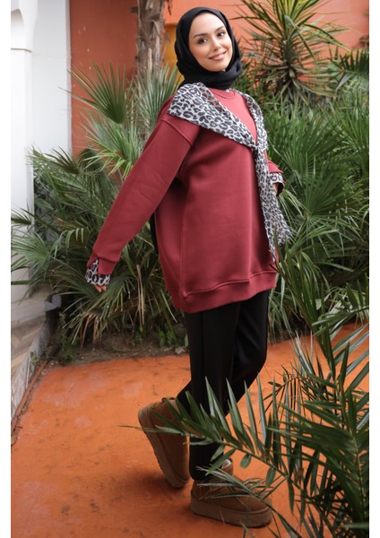 Kiremit Fular Detaylı İçi Şardonlu Üç İplik Sweatshirt fırsatları