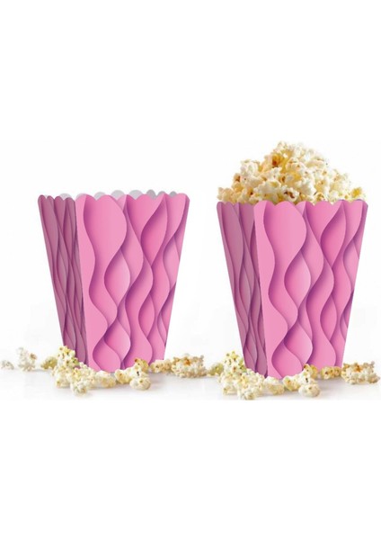 Mısır Kutusu Pop Corn Kutusu Dalgalı Pembe Desenli / 8 Parça fiyatları