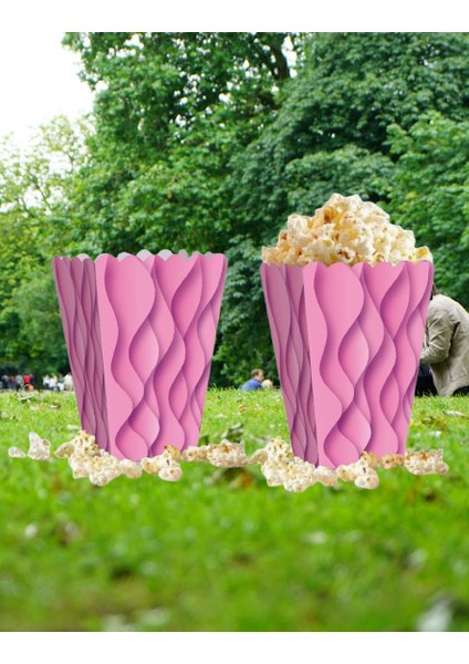 Mısır Kutusu Pop Corn Kutusu Dalgalı Pembe Desenli / 8 Parça modelleri
