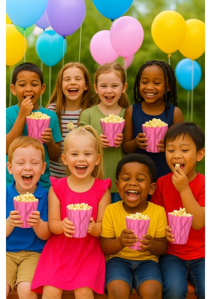 Mısır Kutusu Pop Corn Kutusu Dalgalı Pembe Desenli / 8 Parça indirimleri