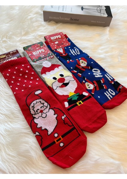 3 Çift Renkli Yılbaşı Noel Çorap Seti, Sevimli ve Şık Hediye Seçeneği fiyatları