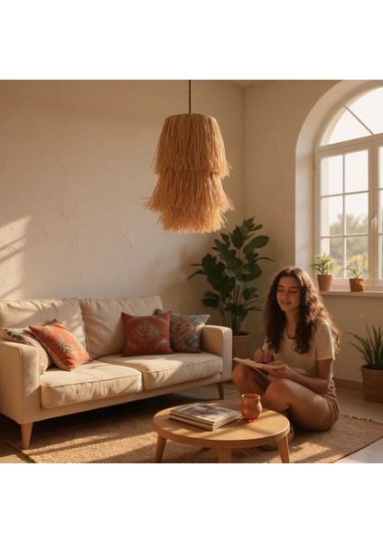 Rafya Uzun Saçaklı Avize