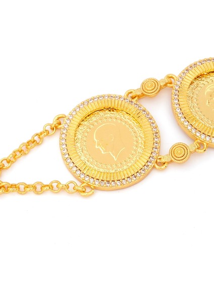 altın kaplama zirkon taşlı ıki çeyrek altınlı bileklik blk-1187 fiyatları