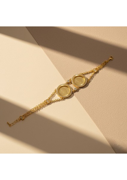 altın kaplama zirkon taşlı ıki çeyrek altınlı bileklik blk-1187 fırsatları