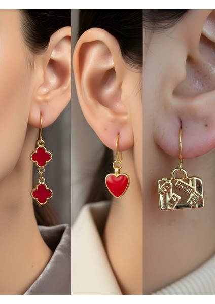 Trend Sembol Figürlü 3’lü Kadın Küpe Set