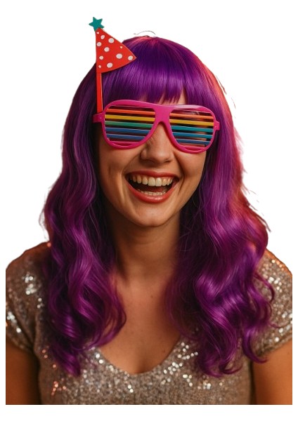 Peruk Saç Uzun Kahküllü 50 cm Mor