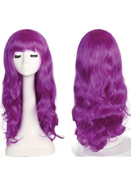 Peruk Saç Uzun Kahküllü 50 cm Mor modelleri