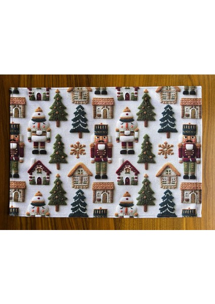 Nutcracker 3D Efektli Yılbaşı Desenli Amerikan Servis/supla 4'lü Set fiyatları