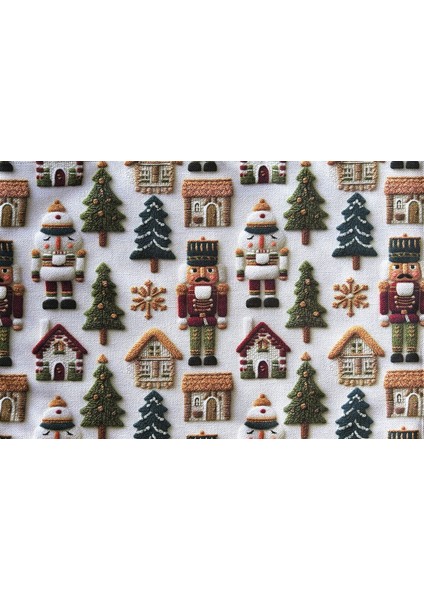 Nutcracker 3D Efektli Yılbaşı Desenli Amerikan Servis/supla 4'lü Set modelleri