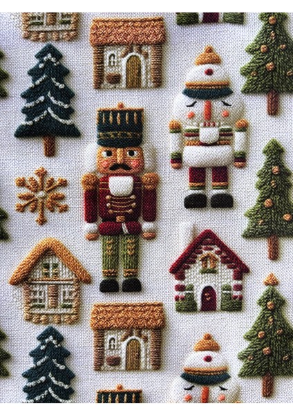 Nutcracker 3D Efektli Yılbaşı Desenli Amerikan Servis/supla 4'lü Set fırsatları