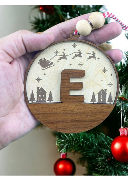 Kişiye Özel Iskandinav Tarzı Noel Baba Desenli Çam Ağacı Süsü, Kahverengi fiyatları