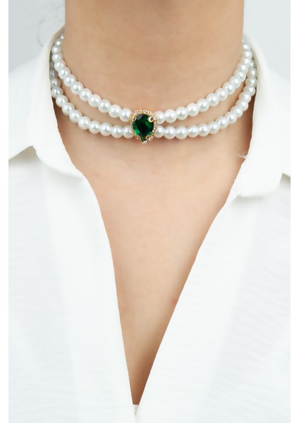 Damla Kristal Cam Inci Abiye Kolye