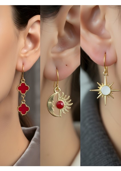 Trend Sembol Figürlü 3’lü Kadın Küpe Set