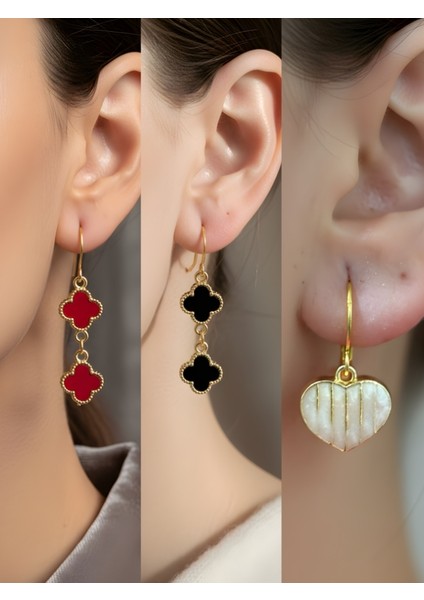 Trend Sembol Figürlü 3’lü Kadın Küpe Set