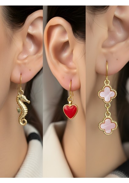 Trend Sembol Figürlü 3’lü Kadın Küpe Set