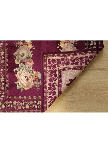 Kınay Mürdüm Jakarlı Dokuma Goblen Dekoratif Astarsız Saçaksız Şönilli Seccade 70*115 fiyatları