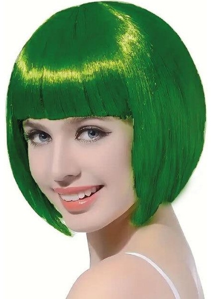 Peruk Küt Saç Kısa Kahküllü 25 cm Yeşil Içi Astarlı Kafayı Saran fiyatları