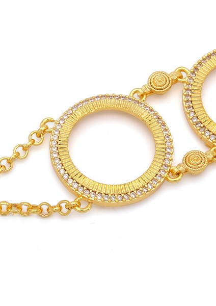 altın kaplama zirkon taşlı ıki çeyrekli çerçeve bileklik blk-1186 fiyatları