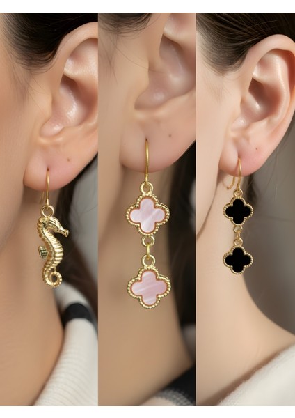 Trend Sembol Figürlü 3’lü Kadın Küpe Set