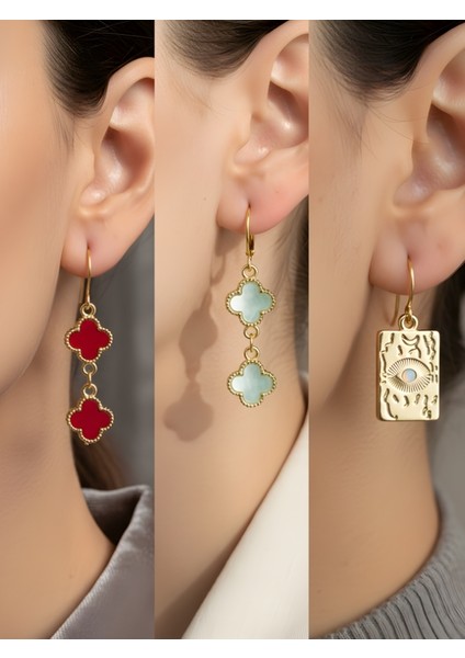 Trend Sembol Figürlü 3’lü Kadın Küpe Set