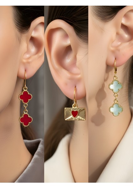 Trend Sembol Figürlü 3’lü Kadın Küpe Set