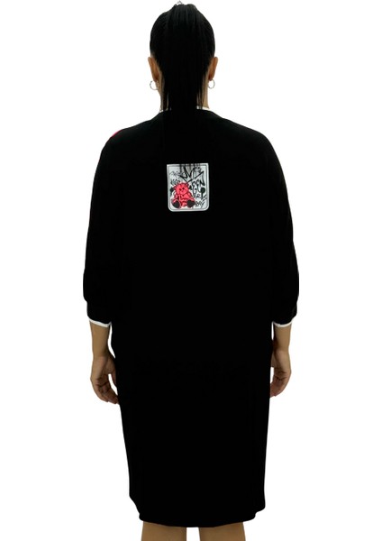 Büyük Beden Viskon Renk Şeritli Cepli Oversize Kadın Elbise fırsatları