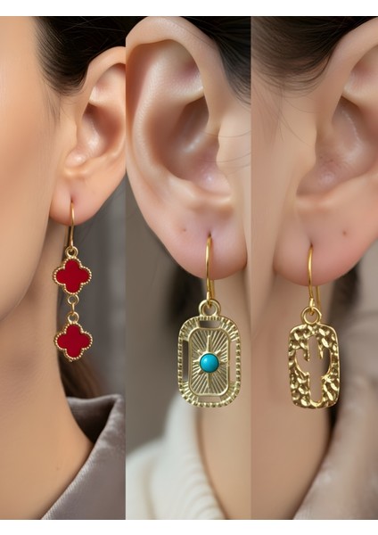 Trend Sembol Figürlü 3’lü Kadın Küpe Set