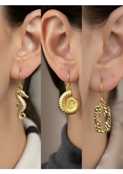 Trend Sembol Figürlü 3’lü Kadın Küpe Set