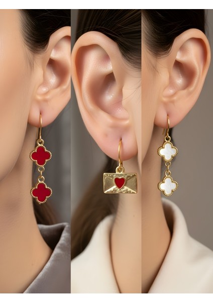 Trend Sembol Figürlü 3’lü Kadın Küpe Set