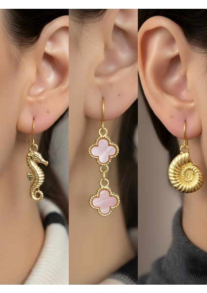 Trend Sembol Figürlü 3’lü Kadın Küpe Set