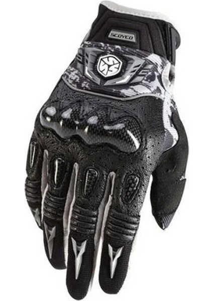 MX49 Full Karbon Korumalı Eldiven Reflektörlü Gri