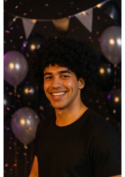 Peruk Kıvırcık Model Siyah Astarlı Bonus Kafa Kaydırma Yapmaz modelleri