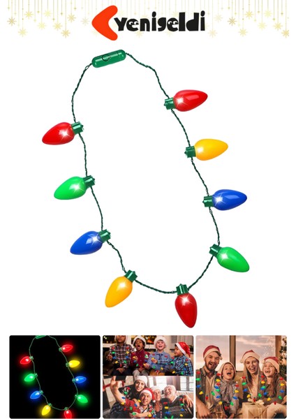 Renkli Yılbaşı LED Işıklı Kolye, Parti ve Noel Dekorasyonu, 3 Kademeli Yanma Modu fiyatları