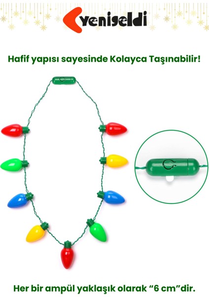 Renkli Yılbaşı LED Işıklı Kolye, Parti ve Noel Dekorasyonu, 3 Kademeli Yanma Modu fırsatları