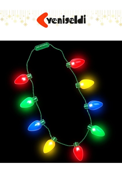 Renkli Yılbaşı LED Işıklı Kolye, Parti ve Noel Dekorasyonu, 3 Kademeli Yanma Modu indirimleri