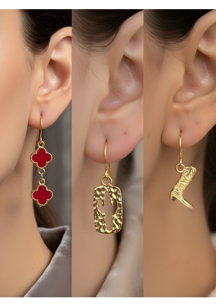 Trend Sembol Figürlü 3’lü Kadın Küpe Set