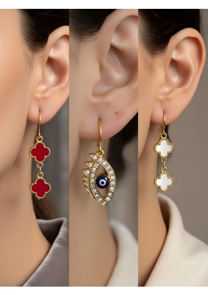 Trend Sembol Figürlü 3’lü Kadın Küpe Set