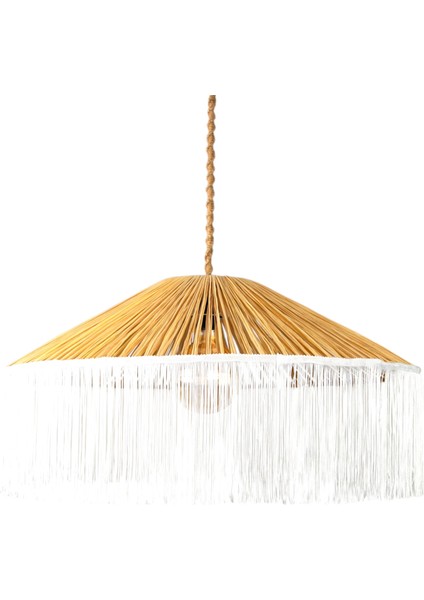 Japon Şapkası Rafya Beyaz Püsküllü Avize Çap 70 fiyatları