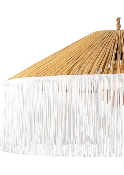 Japon Şapkası Rafya Beyaz Püsküllü Avize Çap 70 fırsatları