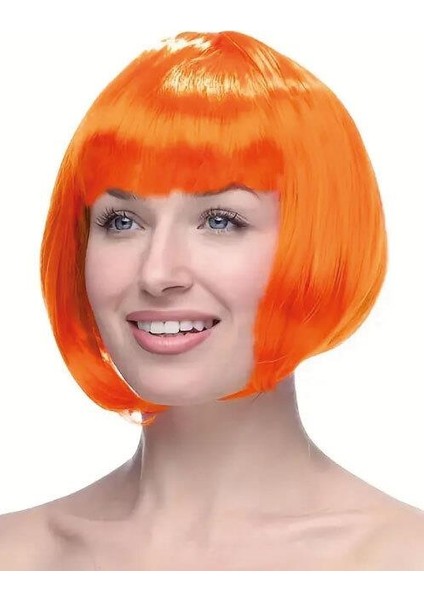 Peruk Küt Saç Kısa Kahküllü 25 cm Turuncu Içi Astarlı Kafayı Saran fiyatları