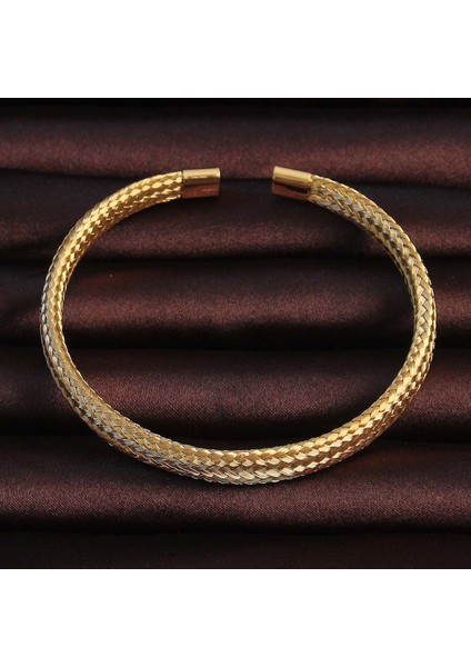 Çelik Altın Renk Hasır Görünüm Erkek Bileklik modelleri