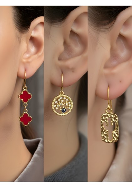 Trend Sembol Figürlü 3’lü Kadın Küpe Set