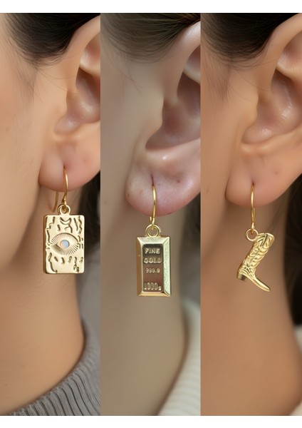 Trend Sembol Figürlü 3’lü Kadın Küpe Set