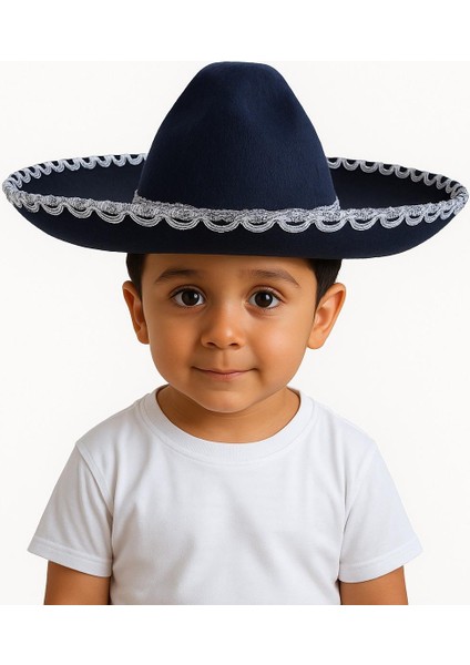 Şapka Meksika Küçük Lüks 41 cm Siyah Gümüş