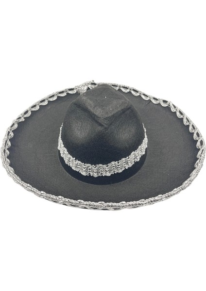 Şapka Meksika Küçük Lüks 41 cm Siyah Gümüş modelleri