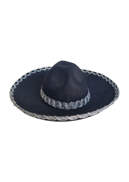 Şapka Meksika Küçük Lüks 41 cm Siyah Gümüş fırsatları