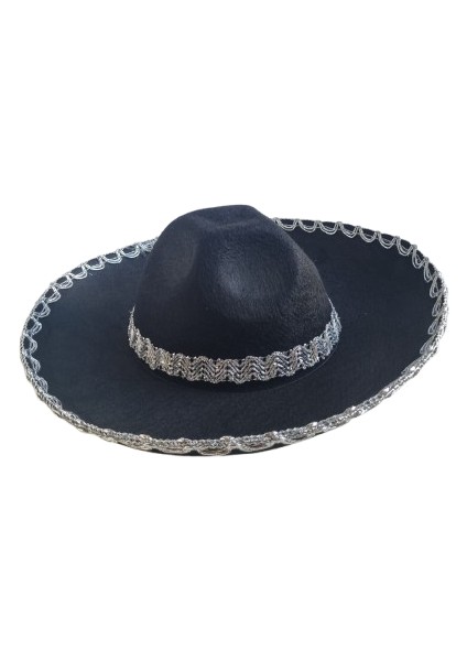 Şapka Meksika Küçük Lüks 41 cm Siyah Gümüş indirimleri