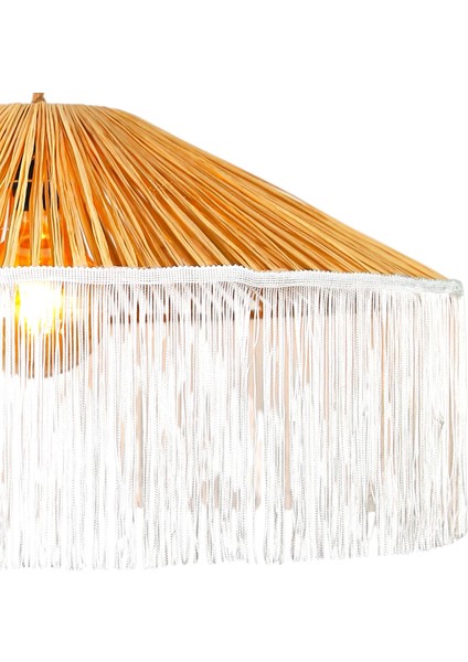 Japon Şapkası Rafya Beyaz Püsküllü Avize Çap 70 indirimleri