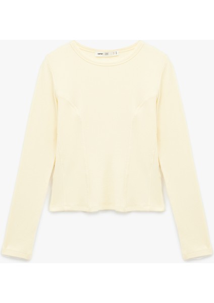 Slim Fit Yarı Transparan Uzun Kollu Bisiklet Yaka Bluz modelleri