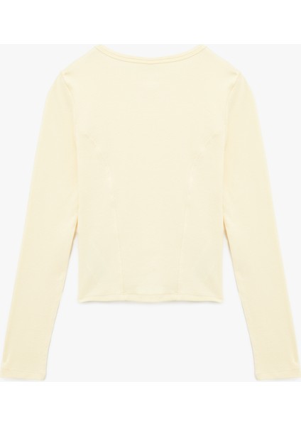 Slim Fit Yarı Transparan Uzun Kollu Bisiklet Yaka Bluz fırsatları